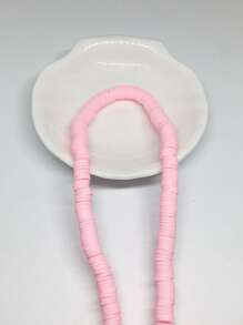 1股6mm粉色軟黏土珠子DIY首飾配件