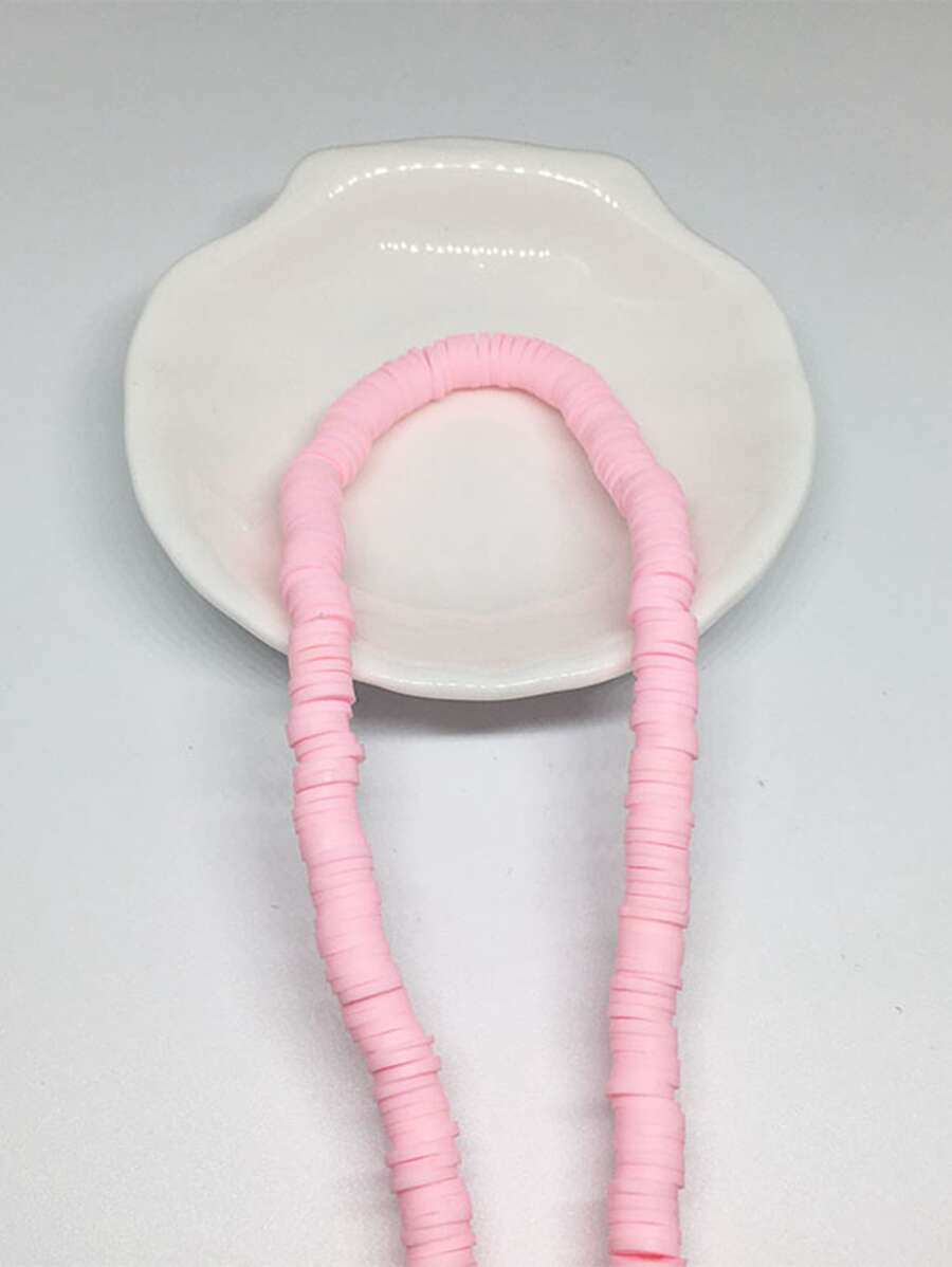 1股6mm粉色軟黏土珠子DIY首飾配件