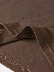 SHEIN Tween Boy Casual Simple Letter Print Short Sleeve T-shirt For Spring And Summer - Coffee Brown - View 4