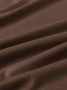 SHEIN Tween Boy Casual Simple Letter Print Short Sleeve T-shirt For Spring And Summer - Coffee Brown - View 3