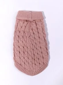 1pc Plain Cable Knit Pet Sweater - Pink - View 2