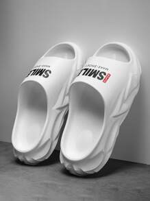 Hombres Chanclas con estampado de letra - Blanco - Ver 1