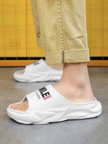 Hombres Chanclas con estampado de letra - Blanco - Ver 2