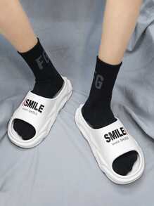 Hombres Chanclas con estampado de letra - Blanco - Ver 3