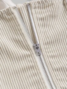 SHEIN MOD 後拉鍊式馬甲結構帶寬肩帶上衣 - 米色 - 查看 5