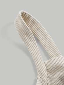 SHEIN MOD 後拉鍊式馬甲結構帶寬肩帶上衣 - 米色 - 查看 4