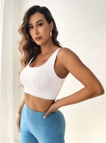 Easithlete 後背十字交叉短款運動型文胸 - 白色 - 查看 4