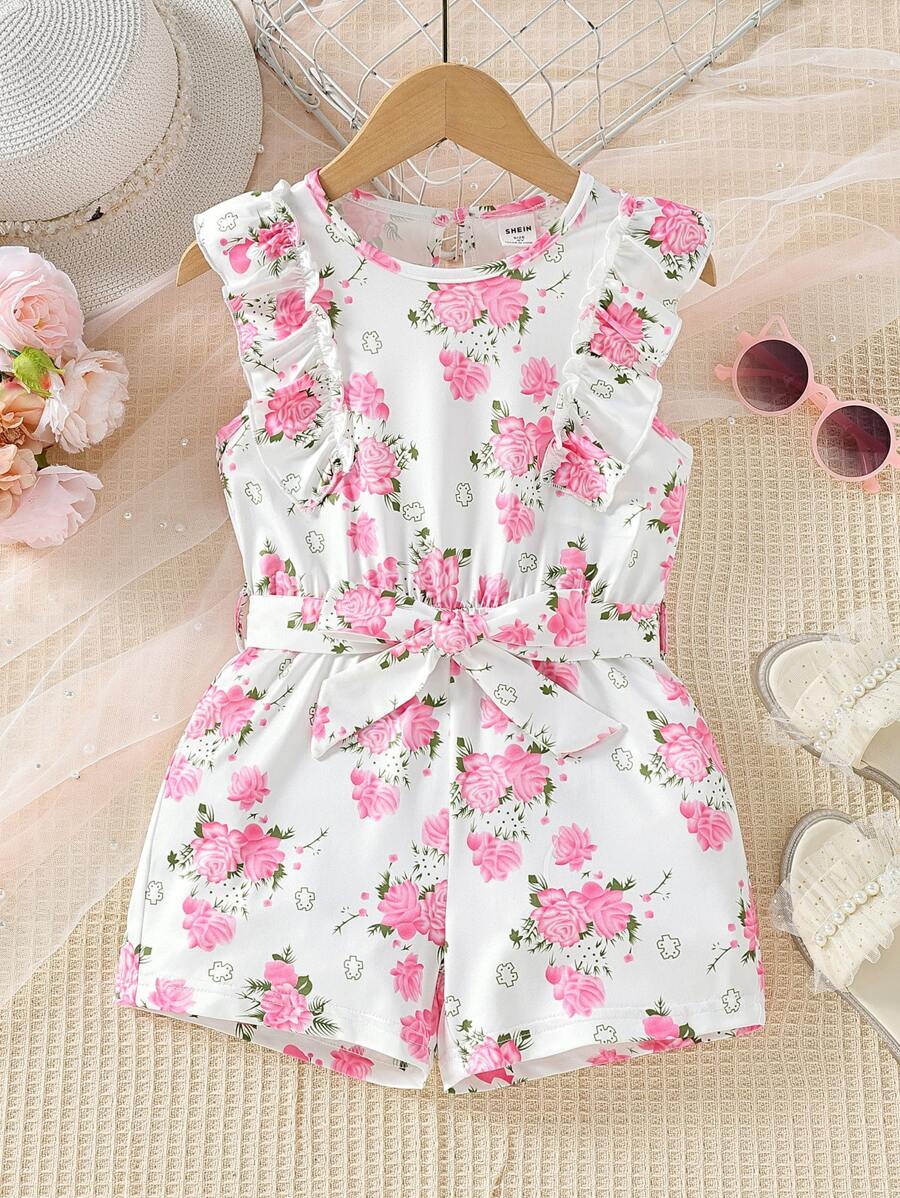 Jumpsuit bé gái Xù Hoa Boho - trắng - Xem 1