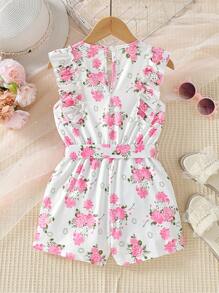 Jumpsuit bé gái Xù Hoa Boho - trắng - Xem 2