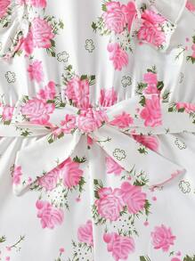 Jumpsuit bé gái Xù Hoa Boho - trắng - Xem 4