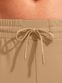 G Gradual Men Drawstring Waist Zipper Pocket Sports Trousers - Camel - View 4