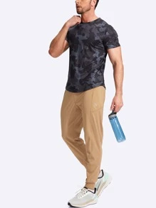 G Gradual Men Drawstring Waist Zipper Pocket Sports Trousers - Camel - View 7