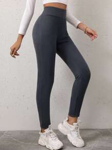 SHEIN Essnce Solid Wideband Waist Leggings