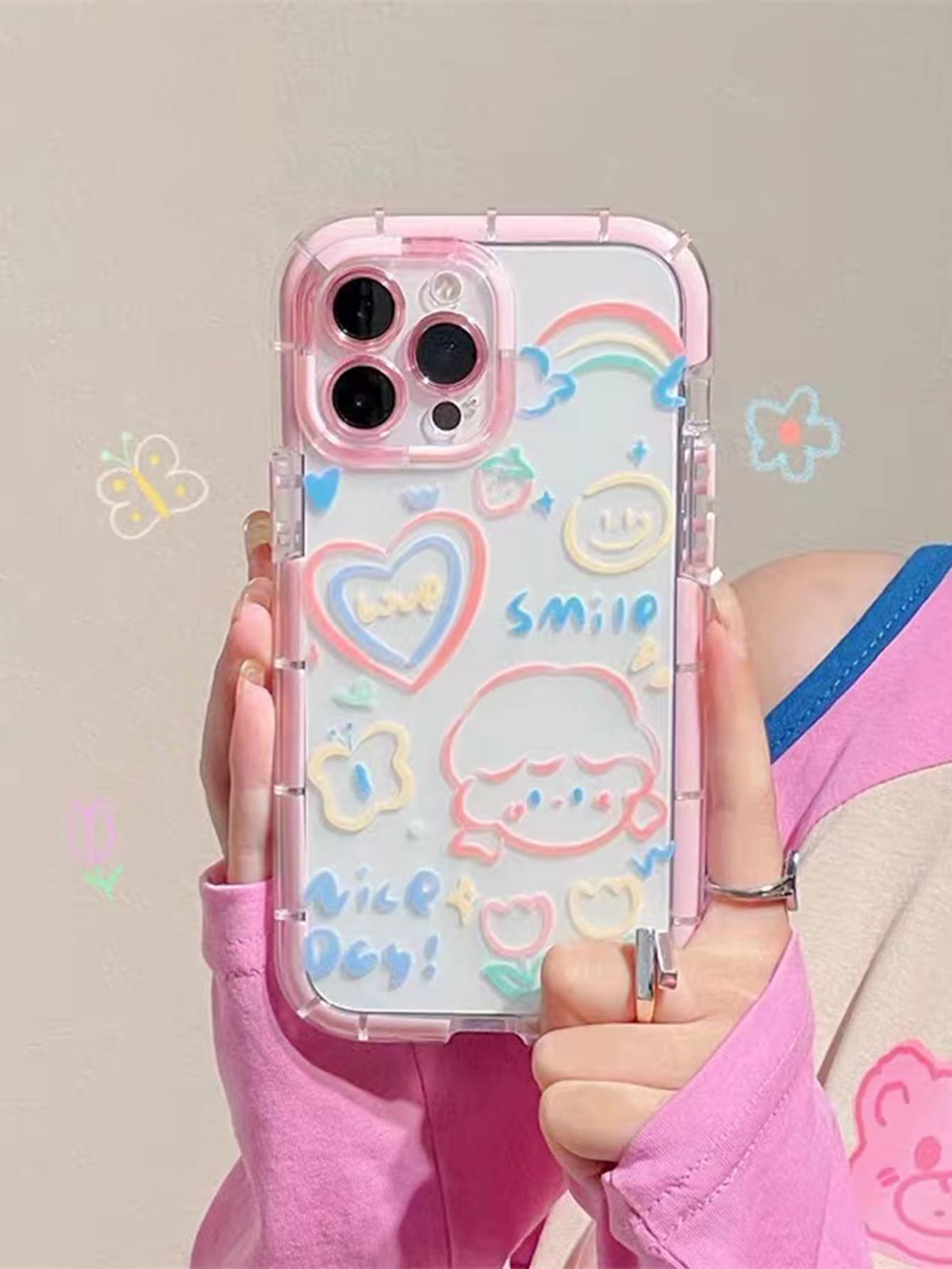 Funda para móvil con patrón de corazón - Multicolor - Ver 1
