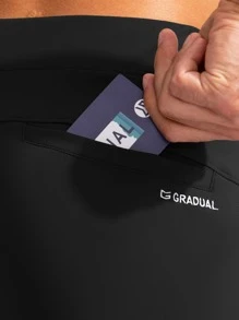 G Gradual Men Drawstring Waist Solid Slant Pocket Sport Pants - Black - View 6