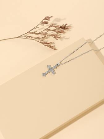 水鑽十字架吊飾項鍊