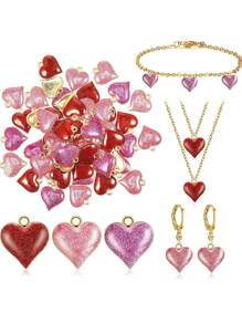 20pcs Random Color Heart DIY Pendant - Multicolor - View 2