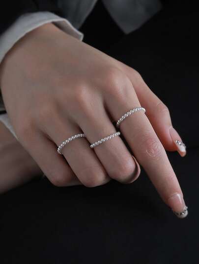 3 件/套优雅简约浪漫人造珍珠设计女士弹力戒指，适合派对、节日、情人节、母亲节、斋月和日常佩戴，四季皆宜