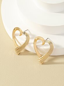 Heart Stud Earrings - Yellow Gold - View 1