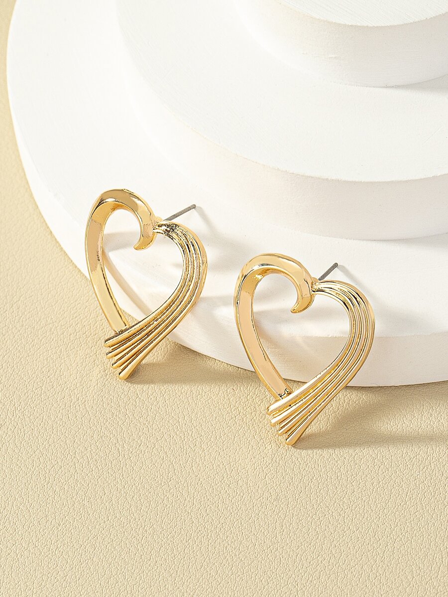 Heart Stud Earrings - Yellow Gold - View 1