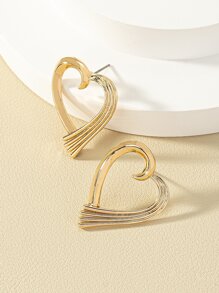 Heart Stud Earrings - Yellow Gold - View 3
