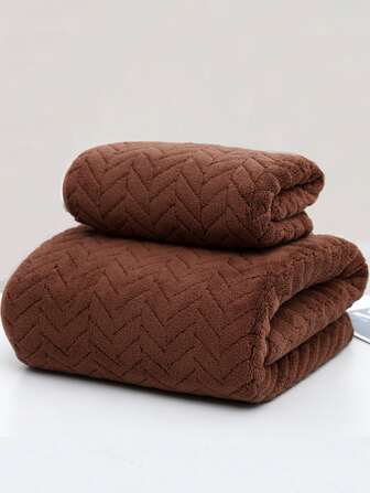 2件套纯色浴巾套装家居浴室装饰