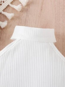 Baby Rib-knit Halter Top & Floral Print Bow Front Shorts & Headband - Multicolor - View 4