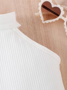 Baby Rib-knit Halter Top & Floral Print Bow Front Shorts & Headband - Multicolor - View 6