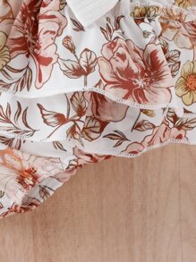 Baby Rib-knit Halter Top & Floral Print Bow Front Shorts & Headband - Multicolor - View 8