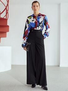 MOTF PREMIUM WIDE LEG VISCOSE-BLEND TROUSERS - Black - View 4