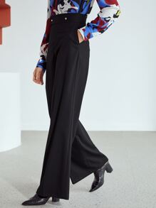 MOTF PREMIUM WIDE LEG VISCOSE-BLEND TROUSERS - Black - View 5