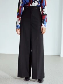 MOTF PREMIUM WIDE LEG VISCOSE-BLEND TROUSERS - Black - View 8