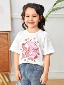 SHEIN Tops con gái lớn Hoạt hình Giải trí - trắng - Xem 5