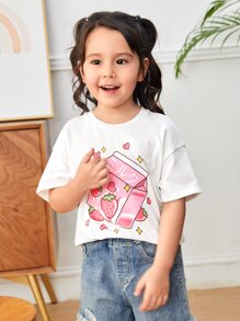 SHEIN Tops con gái lớn Hoạt hình Giải trí - trắng - Xem 4