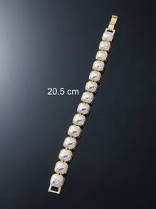 Men Rhinestone Heart Decor Bracelet - Yellow Gold - View 4