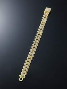 Hombres Pulsera con diseño de diamante de imitación - Amarillo Oro - Ver 3