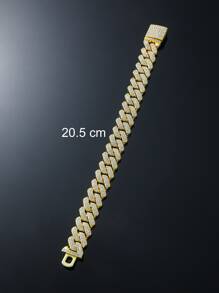 Hombres Pulsera con diseño de diamante de imitación - Amarillo Oro - Ver 4