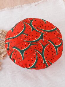 Baby Ruffle Trim Top & Allover Watermelon Print Suspender Shorts - Red - View 3