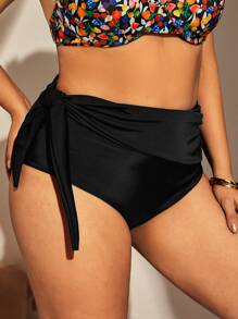 Bottom de bikini con cordón lateral - Negro - Ver 3