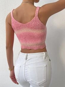 Chiquease 漸層貝殼邊針織短上衣