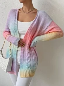 Chiquease Nữ Cardigans Cáp đan Ombre Giải trí - Nhiều màu - Xem 4