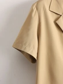 Manfinity Men Letter Graphic Shirt & Drawstring Waist Shorts Without Tee - Khaki - View 5