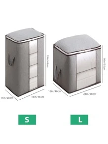 1pc Contrast Binding Quilt Storage Bag - Grey - View 2