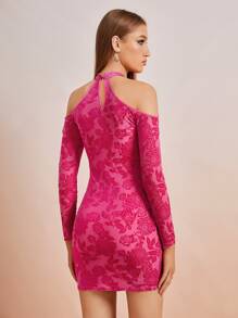 SHEIN ICON Đầm Lộ Lưng Nút Hội Chữ thập Cắt ra Hoa Gợi cảm - Nhiều màu - Xem 2