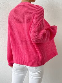 SHEIN Essnce Cárdigan de hombros caídos tejido de canalé