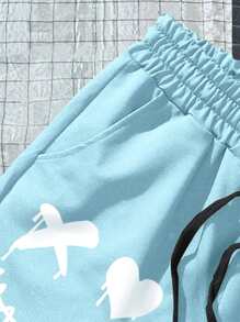 Manfinity EMRG Quần Short Nam Dây kéo Hoạt hình Giải trí - Màu xanh nhạt - Xem 3