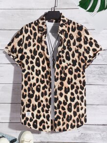 Manfinity Men Leopard Print Shirt Without Tee - Multicolor - View 1