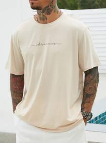 Manfinity Homme Hombres Camiseta con estampado de letra