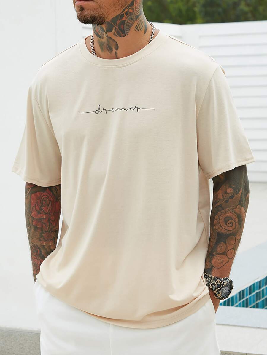 Manfinity Homme Hombres Camiseta con estampado de letra