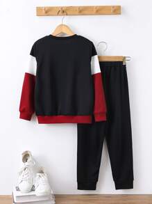 Boys Letter Graphic Colourblock Sweatshirt & Joggers - Multicolor - View 2